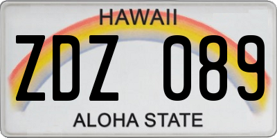 HI license plate ZDZ089