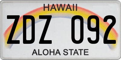 HI license plate ZDZ092