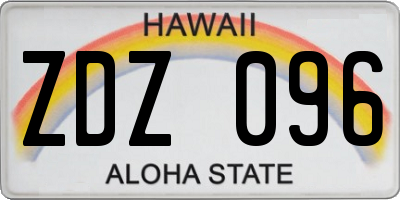 HI license plate ZDZ096