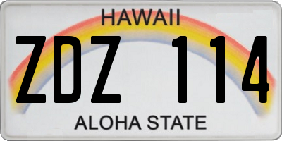 HI license plate ZDZ114