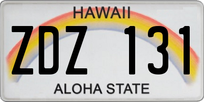 HI license plate ZDZ131