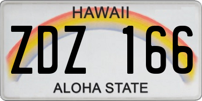 HI license plate ZDZ166