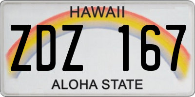 HI license plate ZDZ167