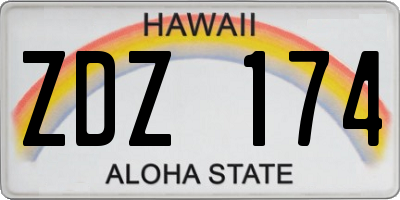 HI license plate ZDZ174