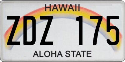 HI license plate ZDZ175