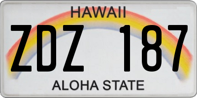 HI license plate ZDZ187