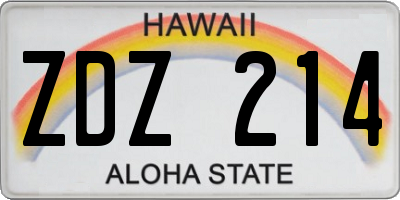 HI license plate ZDZ214
