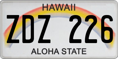 HI license plate ZDZ226