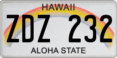 HI license plate ZDZ232