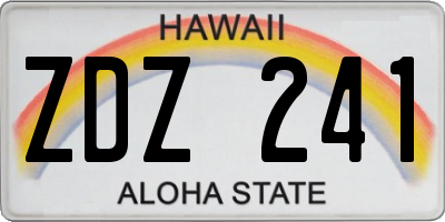 HI license plate ZDZ241
