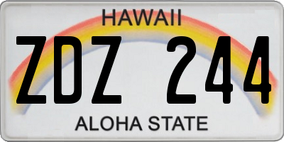 HI license plate ZDZ244