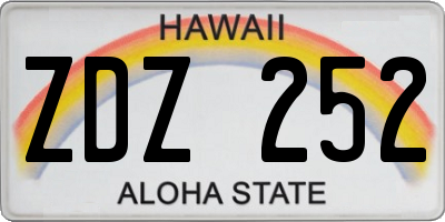 HI license plate ZDZ252