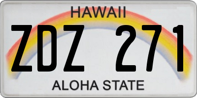 HI license plate ZDZ271