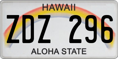 HI license plate ZDZ296
