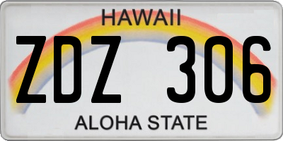 HI license plate ZDZ306