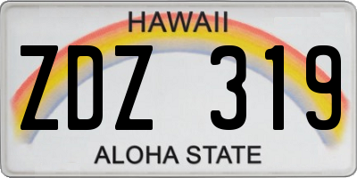 HI license plate ZDZ319