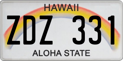 HI license plate ZDZ331