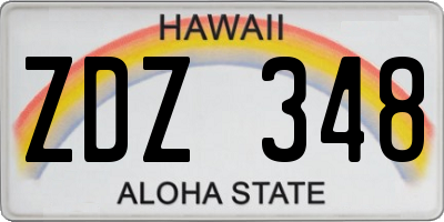 HI license plate ZDZ348