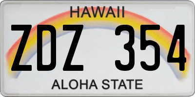 HI license plate ZDZ354
