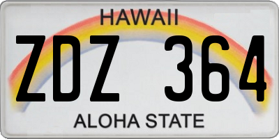 HI license plate ZDZ364