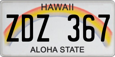 HI license plate ZDZ367