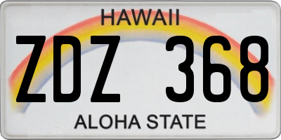 HI license plate ZDZ368