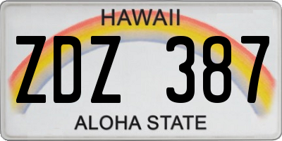 HI license plate ZDZ387