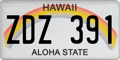 HI license plate ZDZ391