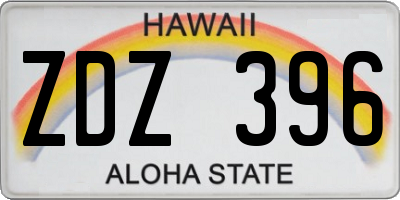 HI license plate ZDZ396