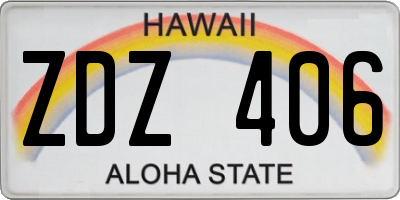 HI license plate ZDZ406