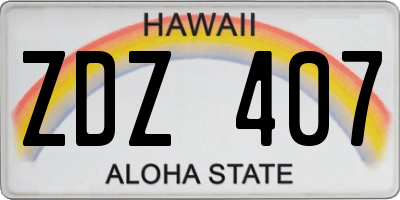 HI license plate ZDZ407
