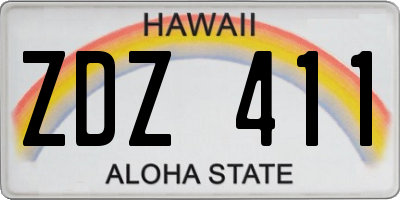 HI license plate ZDZ411