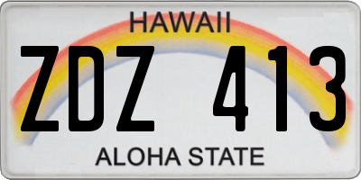 HI license plate ZDZ413