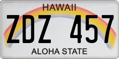 HI license plate ZDZ457