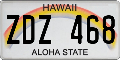 HI license plate ZDZ468