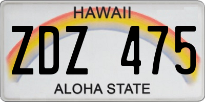 HI license plate ZDZ475