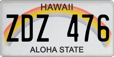 HI license plate ZDZ476