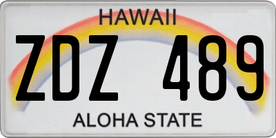 HI license plate ZDZ489