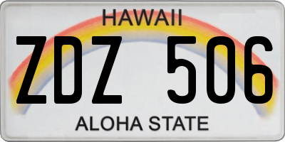 HI license plate ZDZ506