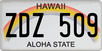 HI license plate ZDZ509
