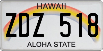 HI license plate ZDZ518