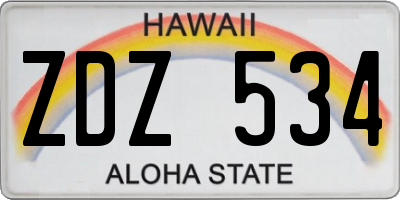HI license plate ZDZ534