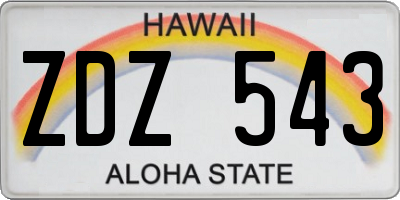 HI license plate ZDZ543