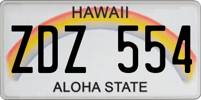 HI license plate ZDZ554