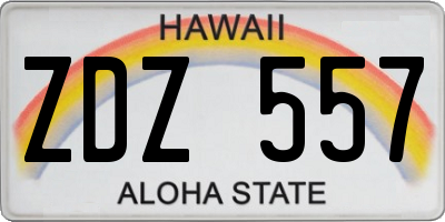 HI license plate ZDZ557