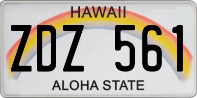HI license plate ZDZ561