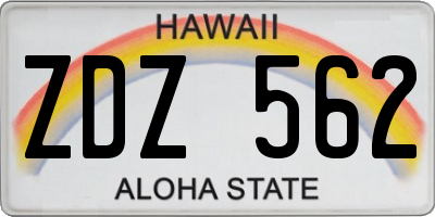 HI license plate ZDZ562