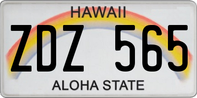 HI license plate ZDZ565