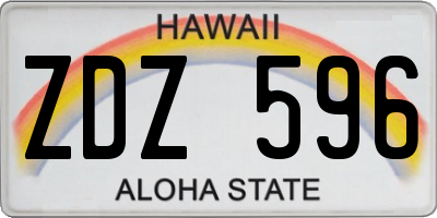 HI license plate ZDZ596