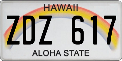 HI license plate ZDZ617